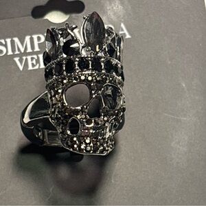 Simply Vera Vera Wang Black Crystal Skull Ring
